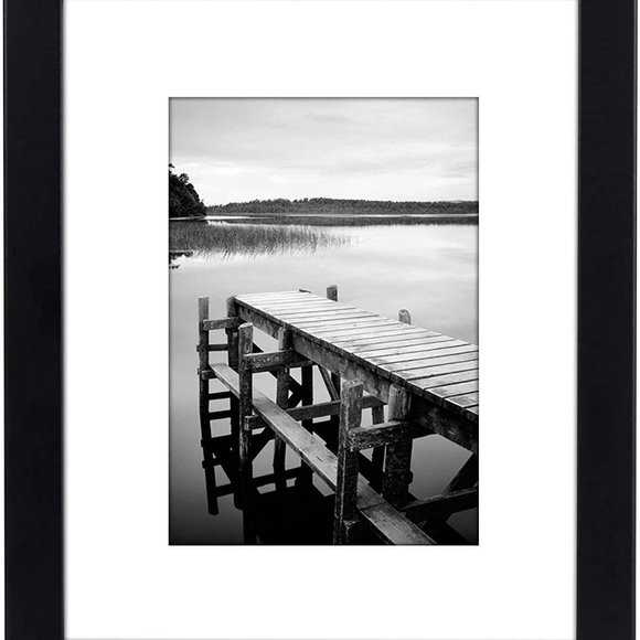 8×10 Picture Frame with Shatter-Resistant Glass Beveled Mat NEW - Picture 2 of 8